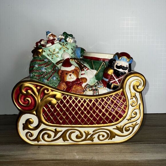 Original Avon Joyous Celebration St.Nicholas Collection Santa Sleigh Cookie Jar - Picture 1 of 8
